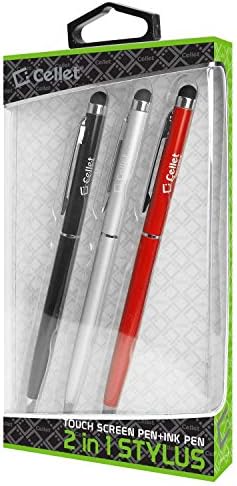Pro Stylus Pen עובד עבור מרצדס 2020 GLE עם דיו, דיוק גבוה, צורה רגישה במיוחד וקומפקטית למסכי מגע [3 חבילה-שחורה-אדומה-סילבר]